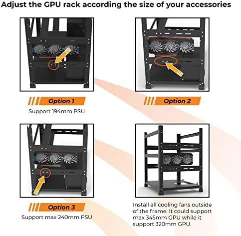 The Sluice V2 12GPU Stackable Open Frame Mining Rig Frame Chassis for Crypto Currency (Black) - Image 5