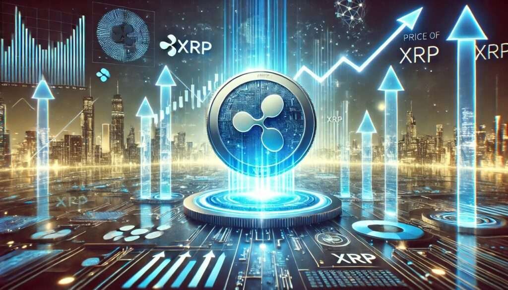 DALL·E 2024 10 14 11.49.49 A futuristic landscape image showing the price of Ripple XRP coin on the