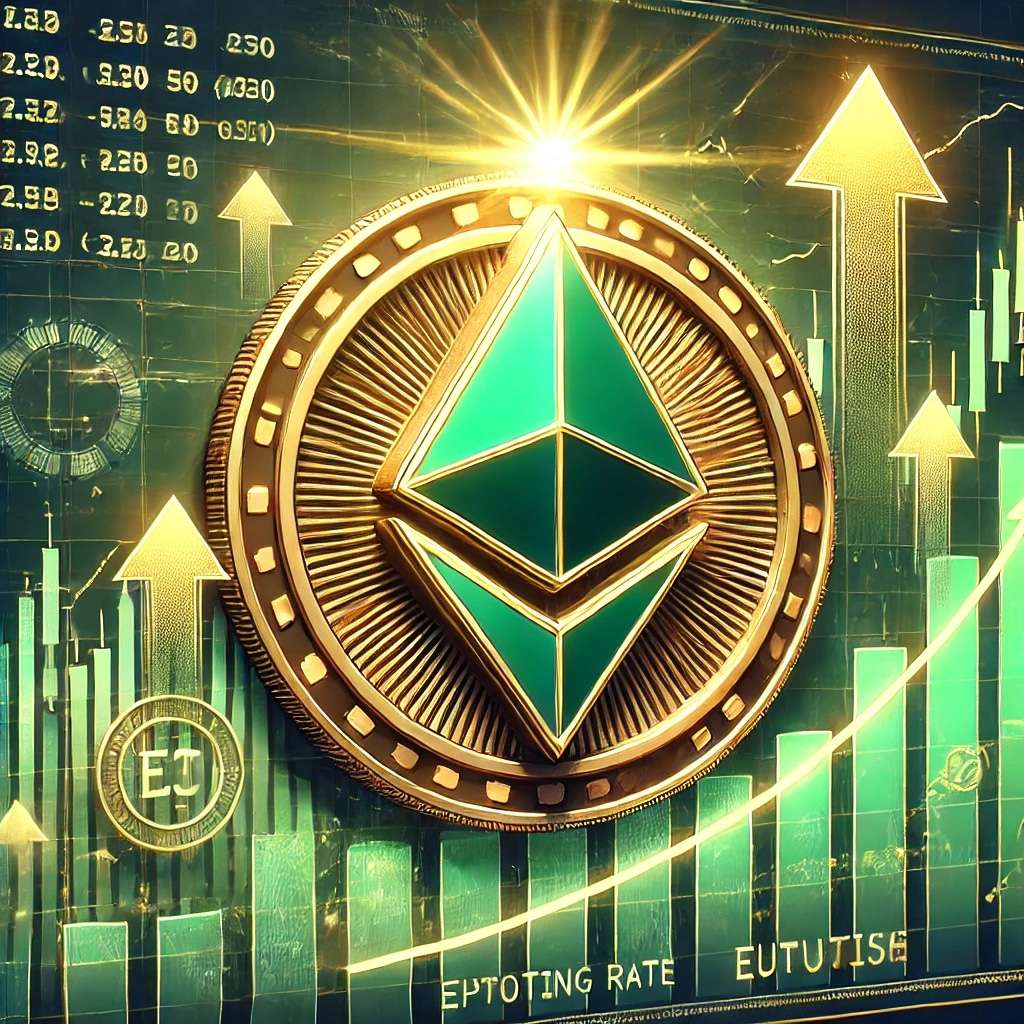 DALL·E 2024 10 31 18.05.01 A digital illustration showing signs of optimism in Ethereum futures with
