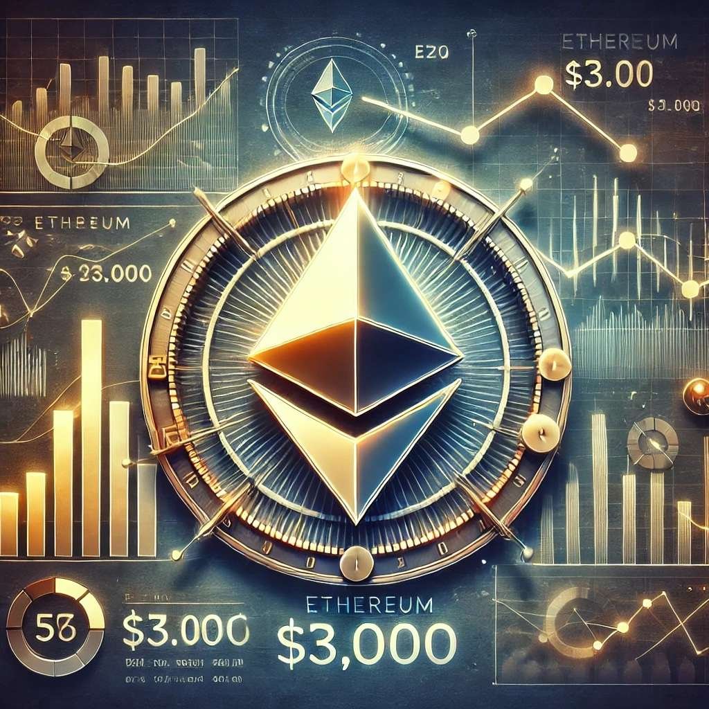 DALL·E 2025 01 10 14.51.38 A digital illustration showcasing Ethereum facing a critical test with de