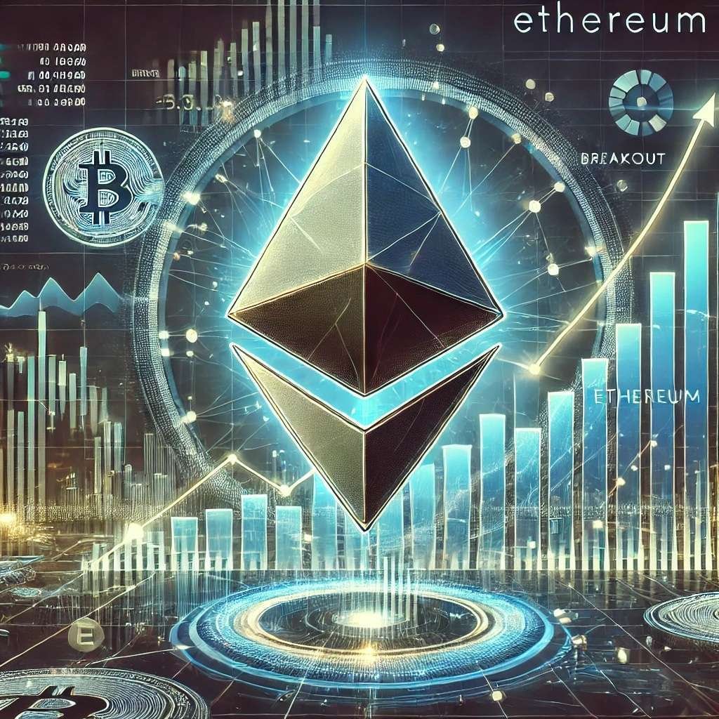 DALL·E 2025 01 24 15.15.17 A digital illustration showcasing Ethereum poised for a potential breakou