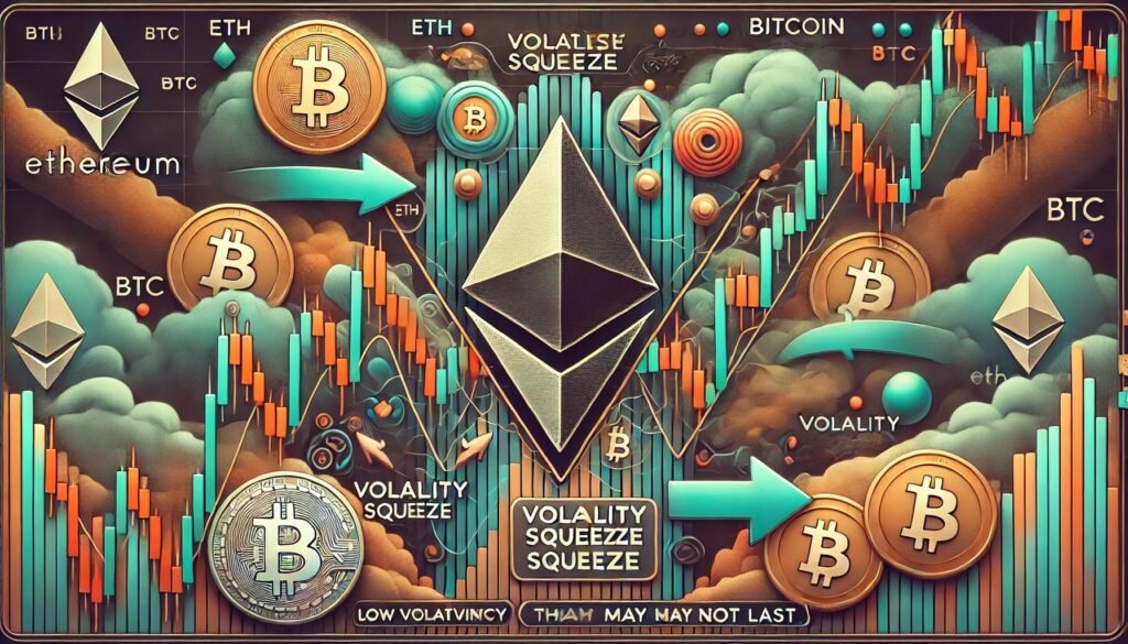 DALL·E 2025 05 07 05.28.37 A financial themed image showing Ethereum ETH entering a compression zone