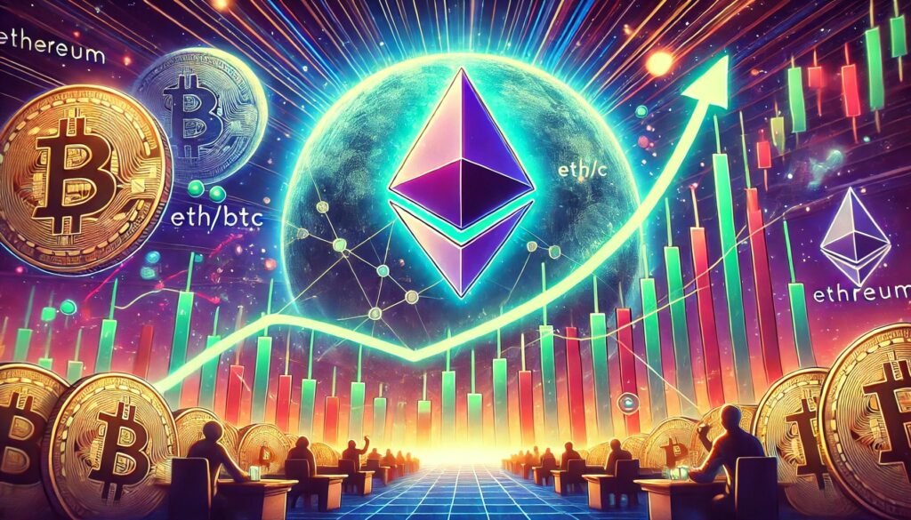 DALL·E 2025 06 07 21.08.41 A wide digital illustration showing Ethereum preparing for a parabolic mo
