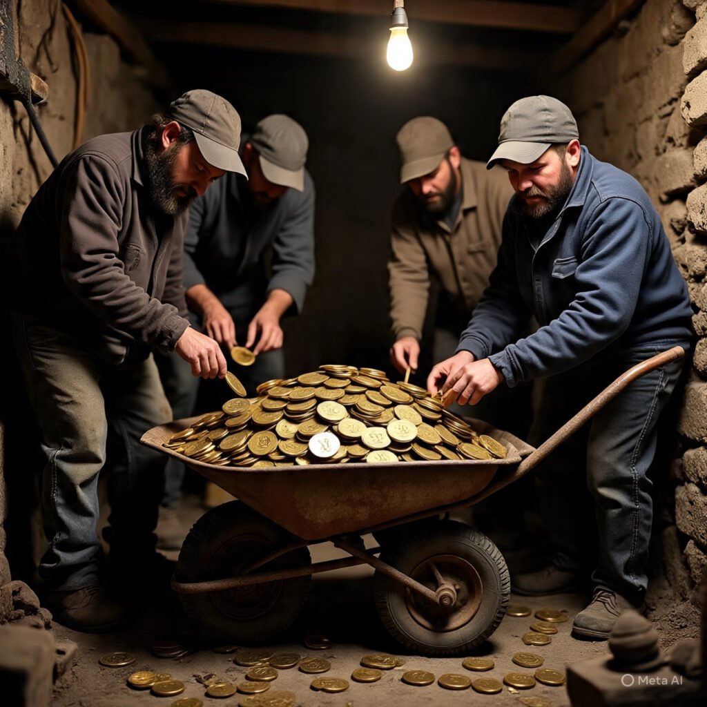 generate image of bitcoin miners unloading their