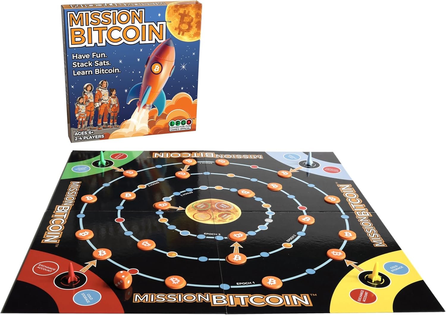 Mission Bitcoin Board Game, Ages 6+, 2-4 Players, Game Board, Tokens, Pawns, Dice, Instructions - Image 2